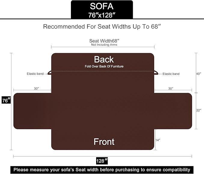 U-NICE HOME Reversible Sofa Cover Couch Cover for Dogs, Light Camel/Beige | 68''Sofa Mat Washable, Pet Friendly, Elastic Straps, Water Repellent, Furniture Protector for 3 Cushion Couch - Image 6