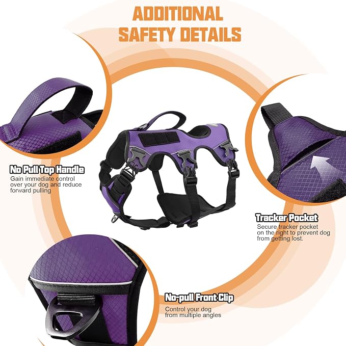 AUROTH Escape Proof No Pull Dog Harness - Soft Padded Reflective Adjustable Vest with Lift Handle - Medium Size - Image 5