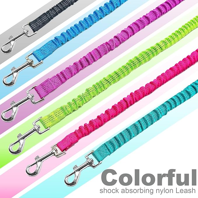 5FT Bungee Dog Leash Shock Absorbing Lightweight Small Medium Dogs | Reflective Nylon Lead- 2cm Wide- Soft Handle- Anti-Pull Training- 6 Colors - Image 8