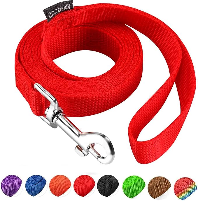 AMAGOOD 6 FT Puppy/Dog Leashes, Traditional Style Leash with Easy to Use Collar Hook, Great for Small, Medium and Large Dogs (3/4 in x 6 ft, Red) by DOGLEASH