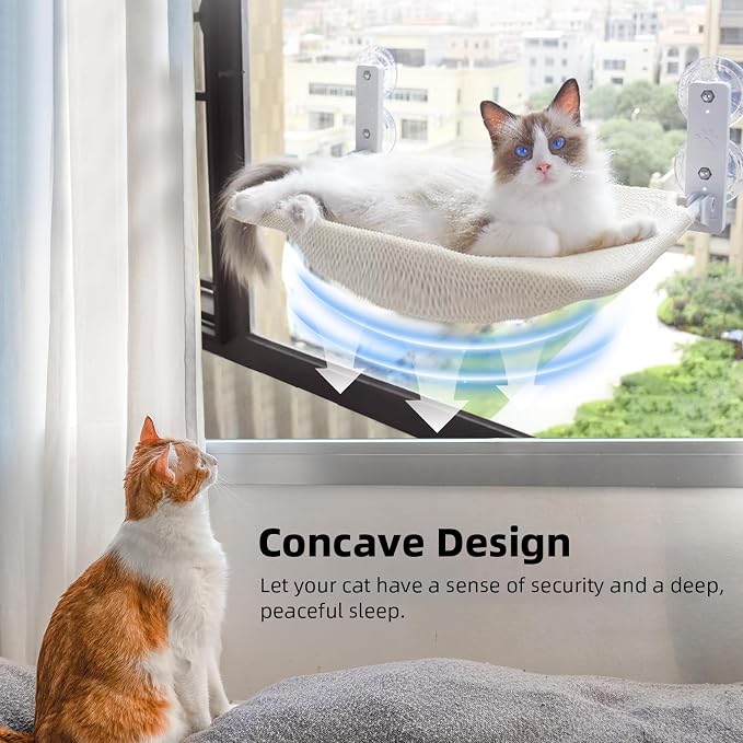 2PCS Replacement Cover for Cat Window Perch, L Size Cordless Cat Window Hammock Bed Accessories, Reversible Breathable/Warm Seat Cover for Inside (White, 23.6''L×11.8''W) - Image 6