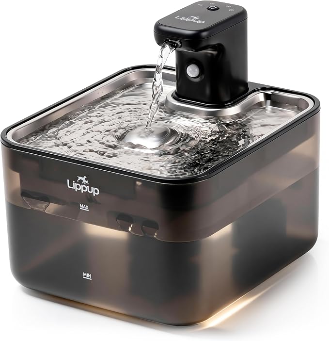 Cat Water Fountain Cordless, 88oz/2.6L Wireless Pet Water Fountain for Cats Indoor, Battery Operated Cat Drinking Fountain with Motion Sensor, Ultra Quiet Pump, BPA-Free, Black by LIPPUP