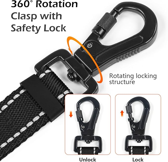 Reflective Double Handle Dog Leash for Large Medium Small Dogs (BK, L) | Heavy Duty, Adjustable with Soft Padded Handles, Traffic Control for Training, Walking, Running - Image 2