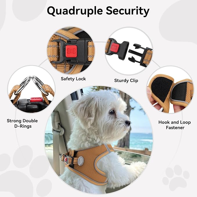 Joytale Step-in Dog Harness, Soft Breathable Mesh, Brown XS | Adjustable Fit for Small Dogs, Easy Step-in with Secure Fastener, Even Chest Pressure, Reflective For Night Safety, Washable - Image 5