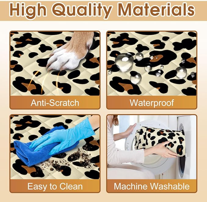 Waterproof Dog Car Seat Cover for Back Seat, Pet Hammock- S, Leopard/Black | Durable waterproof hammock with nonslip design & storage pockets. Protects seats from scratches, fits cars, SUVs & trucks. - Image 4