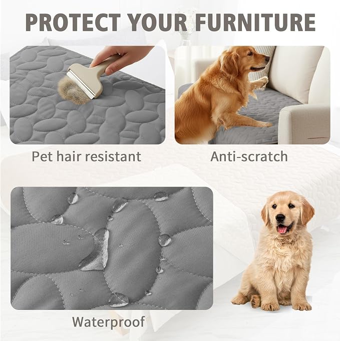 Ameritex Waterproof Pet Bed Cover Anti-Slip Dog Bed Blanket for Sofa and Furniture Waterproof New Pattern Design (Lightgrey, 30x80 Inch (Pack of 1)) - Image 2