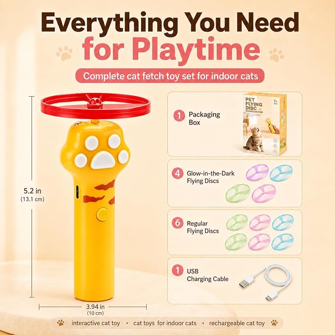Cat Toy Launcher for Kitten Toys, Cat Toys Interactive, Automatic Cat Toy | Interactive Cat Toys for Indoor Cats, Cat Fetch Toy Launcher with 10 Discs, Cat Toys for Bored Indoor Adult Cats,Best Cat Toy - Image 8