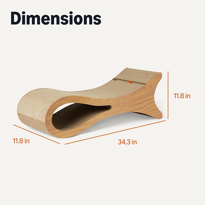 Amazon Basics Cat Scratcher Post Cat Scratcher Lounge Bed for Indoor Cats Bed Shaped Post Pad with Interactive Ball Toy & Catnip, FSC-Certified, 34.3 x 11.8 x 11.8 in, Wooden Color - Image 5