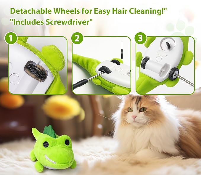 Interactive Cat Toys for Indoor Cats – Auto Moving Alligator with 360° Random Movement & Tail Wagging, Rechargeable Cat Exercise Toy with Catnip, Self-Play Fun for Bored Adult Cats-Set - Image 2