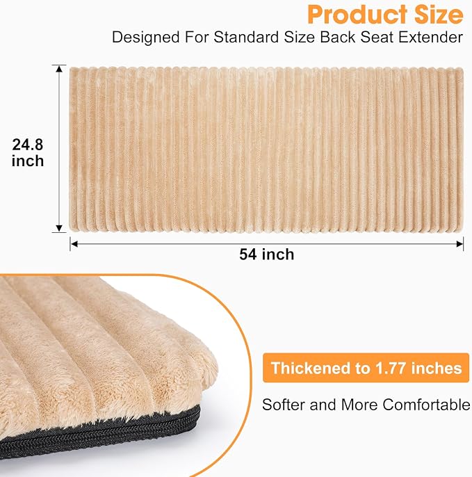 FURTIME Backseat Pet Bed Mat, Non-Slip Washable Dog Bed for Car Back Seat | Travel Pet Mat with Removable Cover, Dog Seat Covers Protector Fit for Backseat Extenders and Trucks SUVs, 54"x 24.8", Brown - Image 4