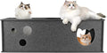 Homegroove Cat Tunnel for Indoor Cats, Felt Cat Play Tunnel, Grey, Straight | Felt cat tunnel, interactive peek holes, cat tunnel bed, hide & seek toy, DIY peekaboo cat toy for indoor play by homegroove
