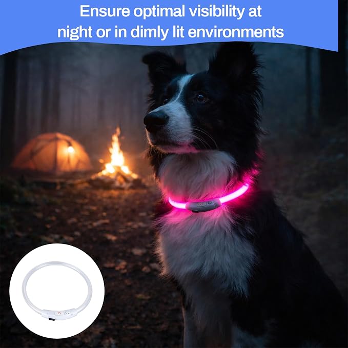 Lighted Dog Collar, Rechargeable 7 Colors Changing Light Up Dog Collar, Adjustable Glowing Dog Collar, Make Dog Visible and Safety for Night Walking, Cuttable for Small Medium Large Dogs - Image 5