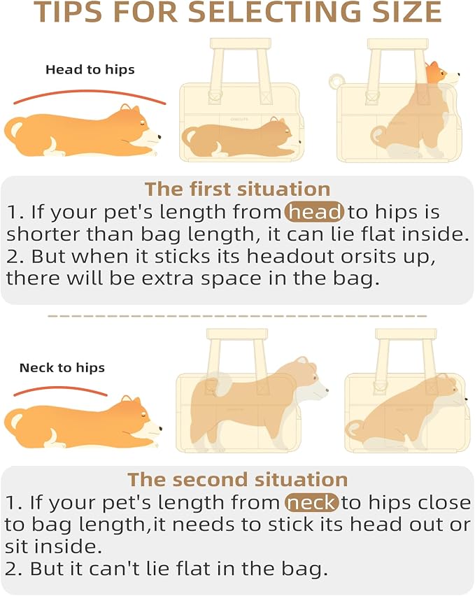 ONECUTE Dog Purse Carrier for Small Dogs Rabbit cat with Large Pockets, Cotton Bag, Dog Carrier Soft Sided, Collapsible Travel Puppy Carrier (Grey, 13.6" L x 6.5" W x 10" H) - Image 3