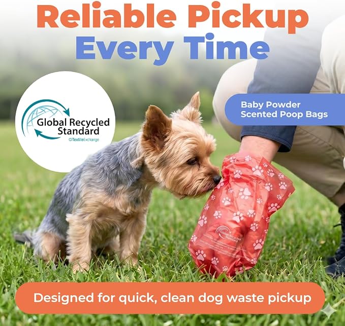 Best Pet Supplies GRS Poop Bags for Dogs - Mixed Colors, 150 Count | Scented, 50% Post-Consumer Recycled Plastic, Leak-proof, Easy-Tear perforations, Thick Bags, Fits Standard Holders - Image 2