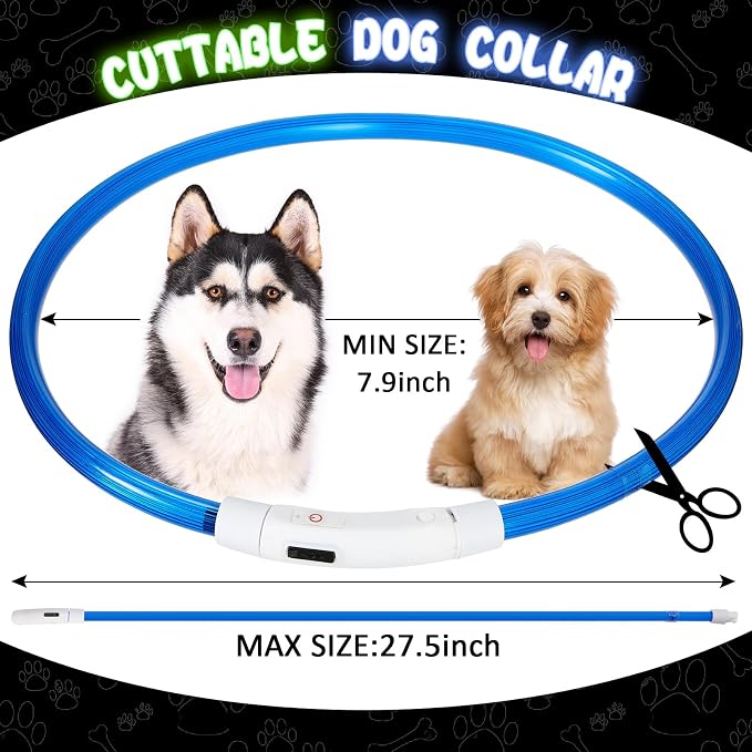 Frienda 4 Pcs LED Dog Collars, USB Rechargeable,Classic Style,Green, Blue | Dog Necklace Collars, Doggy Light Collar for Night Walking, Adjustable Safety Lamp Pet Collars for Large Medium Small Puppy - Image 2