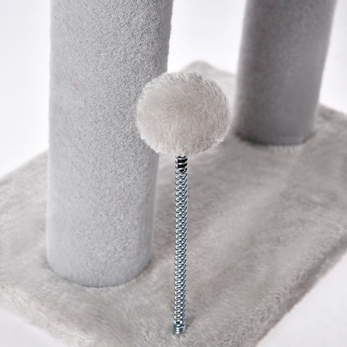 Cat Craft 20.5" Cat Tree, Small Cat Scratching Post with Tunnel, Grey | For small cats under 7 lbs. Soft plush fabric, light scratching use only, not heavy sisal material. - Image 9