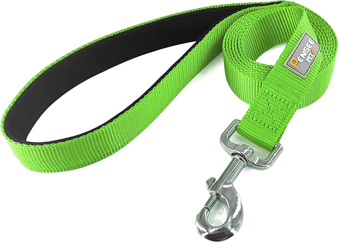 6 FT Reflective Dog Leash for Medium Dogs,Green | Padded Handle,Metal D-Ring,Heavy Duty Nylon Webbing, for Walking & Training - Image 3