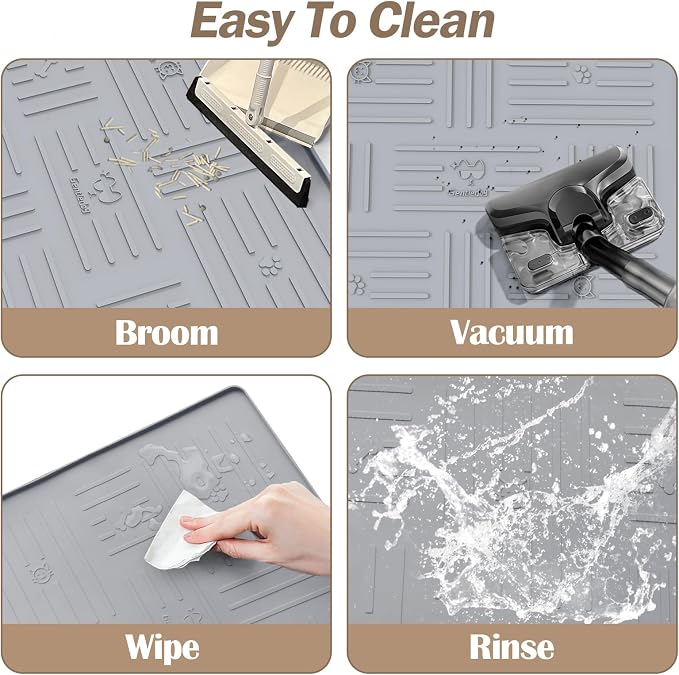 Silicone Cat Litter Mat, 34" X 25" Litter Box Mat, Dark Grey | SiliconeLitter Trapping Mat, Soft and Waterproof - Image 6