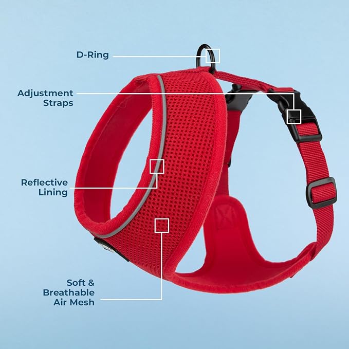 Best Pet Supplies Voyager Aerolite Over the Head Dog Harness, No Pull Breathable Air Mesh Vest, Quick Dry with Reflective Stitching, Adjustable Escape Resistant Harness - Red, Large - Image 3