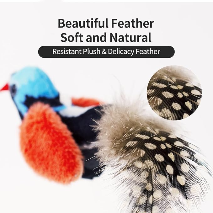Interactive Cat Toys for Indoor Cats,Catnip and Feather,2Pcs | Realistic Chirp,Teaser String Included,Natural Catnip,Teething and Kicking,Indoor Kitty Kitten Exercise,3.5 inches - Image 4