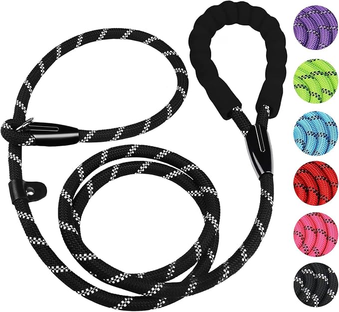 BOOEUDI Dog Leash, Heavy Duty Dog Leashes with Comfortable Padded Handle | Dog Leash 5 FT, Premium Quality Strong Training Rope Slip Leash with Highly Reflective Threads for Small Medium and Large Dog by BOOEUDI