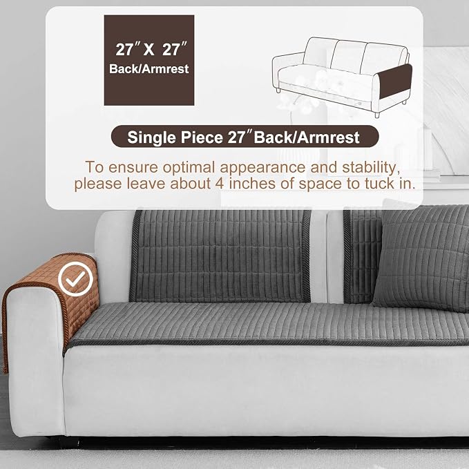 Velvet Washable Dog Couch Cover, Non-Slip Waterproof Pet Sofa Protector for Cushion Sectional, L-Shaped Sofa & Loveseat, Machine Washable(1PC/27.6"x27.6",Brown) - Image 2