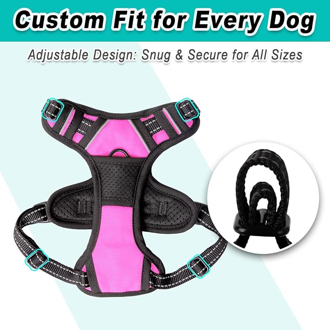 BARKBAY Dog Harness for Small Sized Dog No Pull 2 Leash Clips Dog Vest | Control Handle,Comfort,Heavy Duty,Adjustable Reflective,Perfect for Outdoor Training, Walking,Hiking(XS,Pink) - Image 6