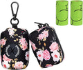 Petmolico Dog Poop Bag Holder Dispenser 2 Pack, Pink Rose | Zippered pouch fits any leash, includes free roll of bags, lightweight & portable for daily walks, travel & outdoor use by Petmolico