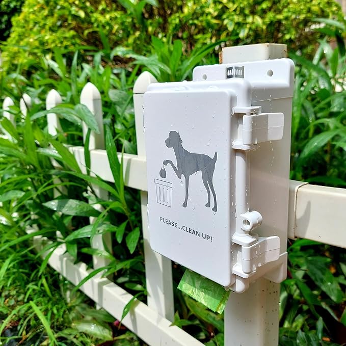 Dog Poop Bag Dispenser Wall Mounted Waterproof Outdoor Pet Waste Bags Dispenser Station Stake, Pole, Fence Mounted fits Home, Porch, Back Yard (white,only dispenser) - Image 7