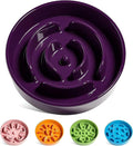 LE TAUCI Slow Feeder Dog Bowls Ceramic, 3 Cups Slow Feeding Dog Bowl Medium Large Breed, Pet Bowl for Fast Eaters, Puzzle Pet Dishes, Maze Purple by LETAUCI