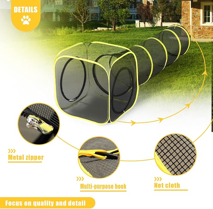 Outdoor Cat Enclosure & Tunnel - Portable Mesh Tent, Cat Playhouse with Adjustable Harness & Leash, Colorful Tease Ball - Image 3