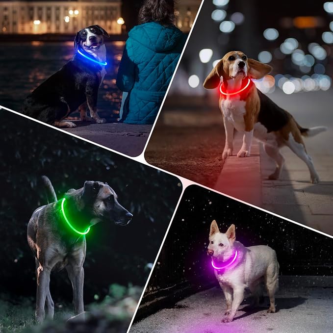 Light Up Dog Collar - 360° Visible Rainproof LED Dog Collar Rechargeable - TPU Cuttable Glowing Pet Collar for Small Medium Large Dogs - Safety Dog Lights for Night Walking& Camping (Blue 70cm) - Image 7