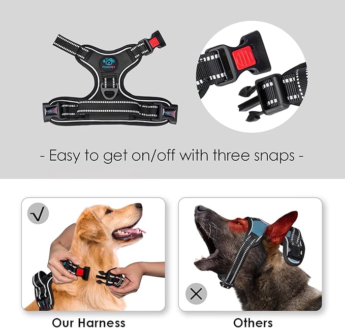 No Pull Dog Harnesses for Small Dogs Reflective Adjustable | Front Clip Vest with Handle 2 Metal Rings 3 Buckles [Easy to Put on & Take off] (S, Black) - Image 3