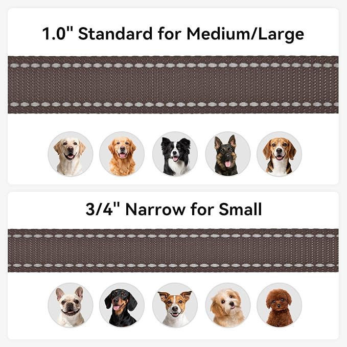 Joytale Reflective Dog Leash for Small Dogs, 5 FT x 3/4", Brown | Heavy Duty Nylon Webbing, Padded Handle for Comfort, Visible at Night, for Walking & Training - Image 6
