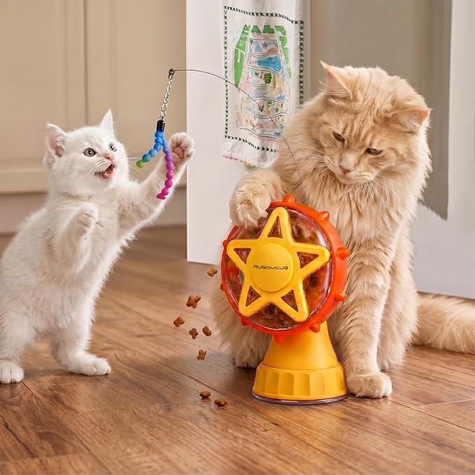 Interactive Cat Toy for Indoor Cats, Ferris Wheel Cat Treat Dispenser Teaser Wand & Suction Cup Base, w/Spoon, Puzzle Feeder Toy for Exercise, Mental Stimulation, Slow Feeding - Image 8