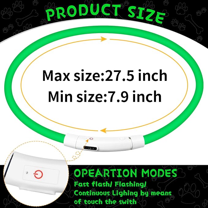 Weewooday 3 Pcs Light up Dog Collars USB Rechargeable LED | USB Waterproof Glow Collar, Adjustable Lighted Necklace for Night Walking, Fits Large Medium Small Dogs, High Visibility - Image 2