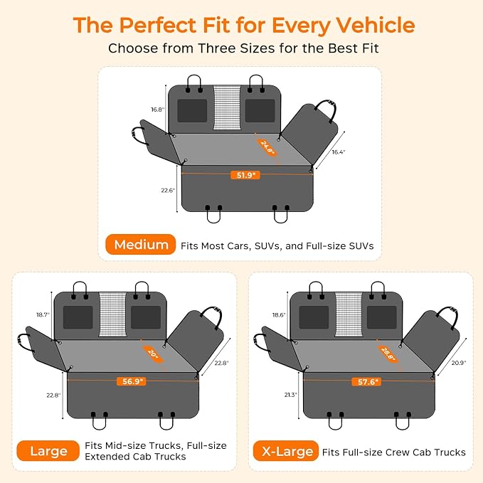 URPOWER Back Seat Extender for Dogs, Large Hard Bottom Dog Car Seat Cover | 550 lb Support, 45% More Space for Large & Multiple Dogs, 3 Large Panels for Stability, Foam Comfort, Waterproof 900D Oxford - Image 6