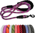 MayPaw Heavy Duty Rope Dog Leash, 6/8/10/15/20/30FT Long Nylon Pet Leash, Soft Padded Handle Thick Lead Leashes for Large Medium Dogs (Purple, 1/2" * 10') by MayPaw