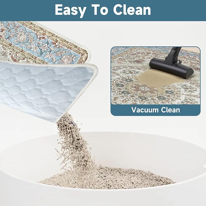 Cat Litter Mat 2 Pack, Reusable Large 36"x48" Kitty Litter Trapping Mat, Machine Washable Litter Mats for Cats, Waterproof & Non-Slip Compatible with Cat Box(Grey Medallion) - Image 4