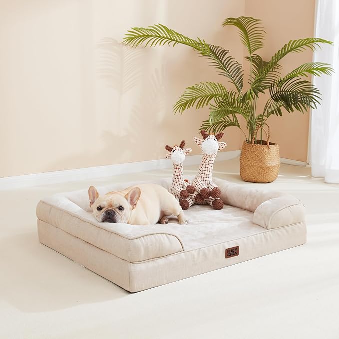 EHEYCIGA Orthopedic Dog Beds Large Sized Dog, Waterproof Washable Pet Bed | Non-Slip Bottom and Egg-Crate Memory Foam XL Dog Couch Bed with Washable Removable Cover, Beige - Image 8