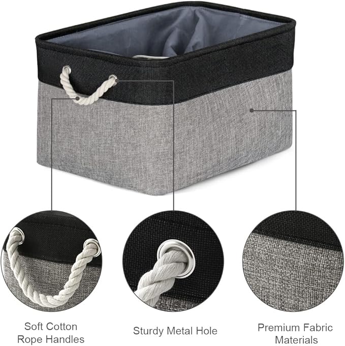 TheWarmHome Organization and Storage Basket for Organizing - 17x14x10 inch Large 3 Pack Collapsible Storage Bin for Shelves, Fabric Basket for Gifts Empty Organizer Gift Closet (Black & Grey) - Image 6