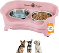 Neater Feeder Express Mess Proof Dog Bowls Elevated for Small Breeds Under 15 Lb, Made in USA, No Spill Raised Dog Food Bowl Stand, Stainless Steel Food and Water Bowl Set, Feeding Station, Pink by NeaterPets