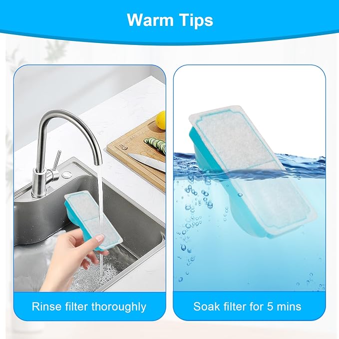 Cat Water Fountain Filter for 108oz/3.2L Wireless Cat Water Fountain,Battery Operated Stainless Steel Pet Fountain(6 Filter + 6 Sponge) - Image 4