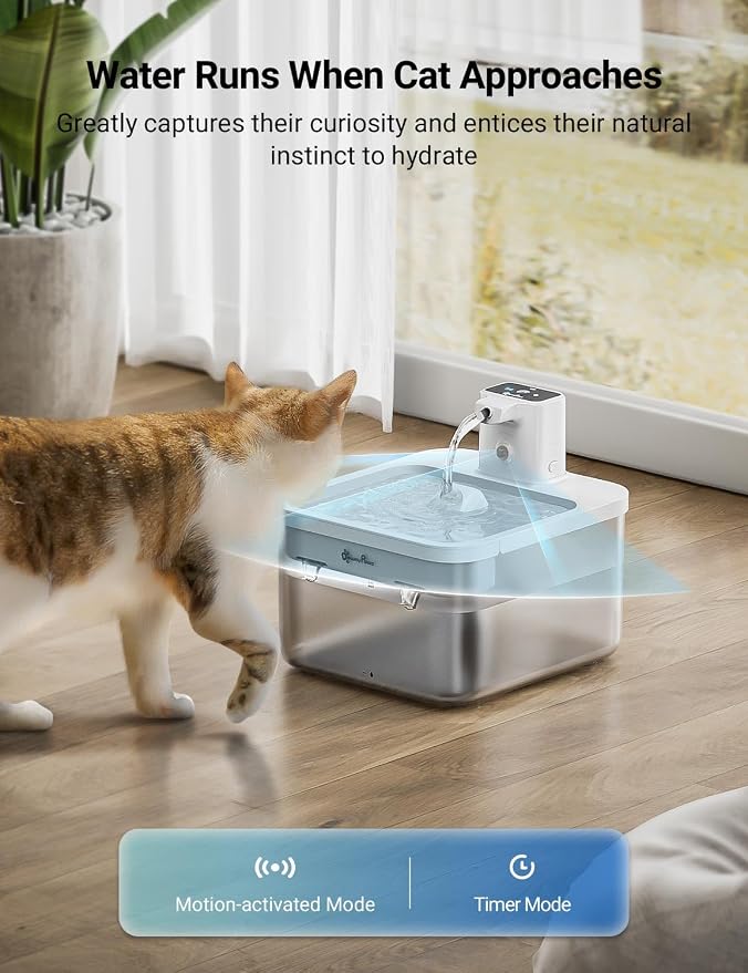DownyPaws Cat Water Fountain Cordless, Pet Fountain, 84oz/2.5L, White | Wireless Cat Drinking Water Fountains for Cats Indoor, Fursink , Battery Operated, Motion Sensor, Ultra Quiet Pump, BPA-Free - Image 3
