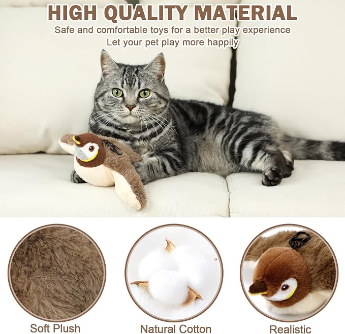 Tocirelo Cat Toy Flapping Bird (No Flying), Simulate Chirping Flappy Bird | Interactive Cat Toys for Bored Indoor Adult Cats, Rechargeable Realistic Catnip Kicker Toy with Flapping Wings for Kitten - Image 5