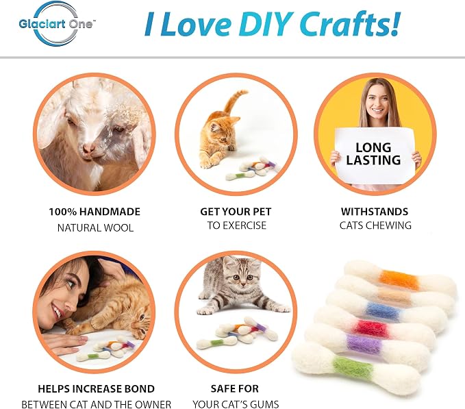 Glaciart One MINI Swabs Cat Toys with Catnip - 6 Pk | Durable for Chew, Cute Cat Toys Interactive Kitty for Boredom, Exercise, & Play | Filled w/Organic Catnip for Anxiety & as Digestive Aid - Image 2