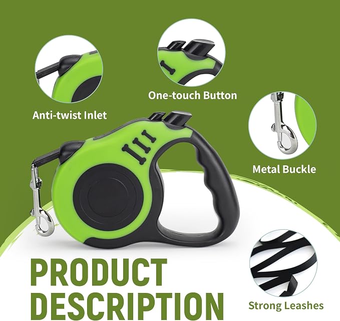 Retractable Dog Leash Automatic Telescopic Tractor Dog Tape | Pet Tape 10/16 FT Durable and Convenient, with Non-Slip Handle, Suitable for Small and Medium-Sized Dogs - Image 5
