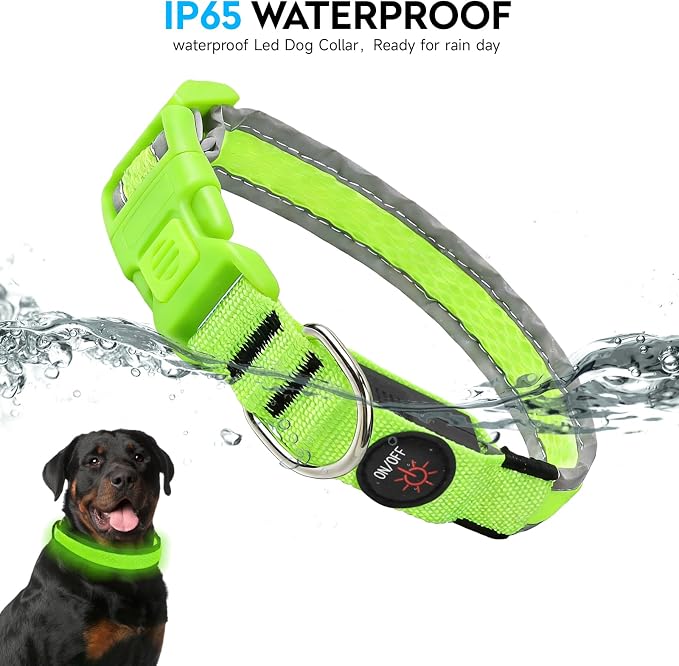 LED Dog Collar, Light Up Dog Collar,for Night Walking(Medium,Green) | Adjustable,Bright RGB 7 Colors Light Glowing Collar,Waterproof,Nylon,Soft,For Medium and Large Dogs,USB C to Charge - Image 3