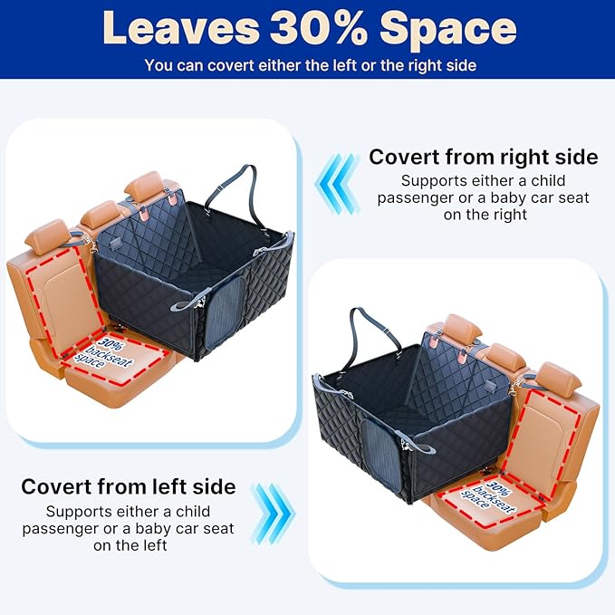Convertible Back Seat Extender for Dogs, Foldable 400lbs Hard Bottom Dog Car Seat Cover for Back Seat, Waterproof Dog Hammock Bed Backseat Cover for Dogs in Car SUV Truck Pet Seat Cover Black M - Image 6