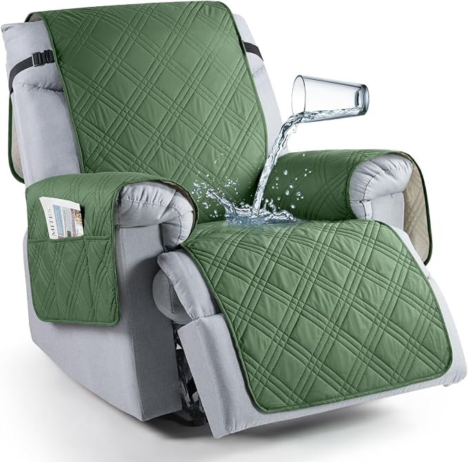 TAOCOCO Waterproof Recliner Chair Cover, Non Slip Oversized Recliner Covers for Recliner Chair with Pocket, Reclining Chair Cover Furniture Protector for Kids, Pets(Oversized Recliner, Vine Green) by TAOCOCO